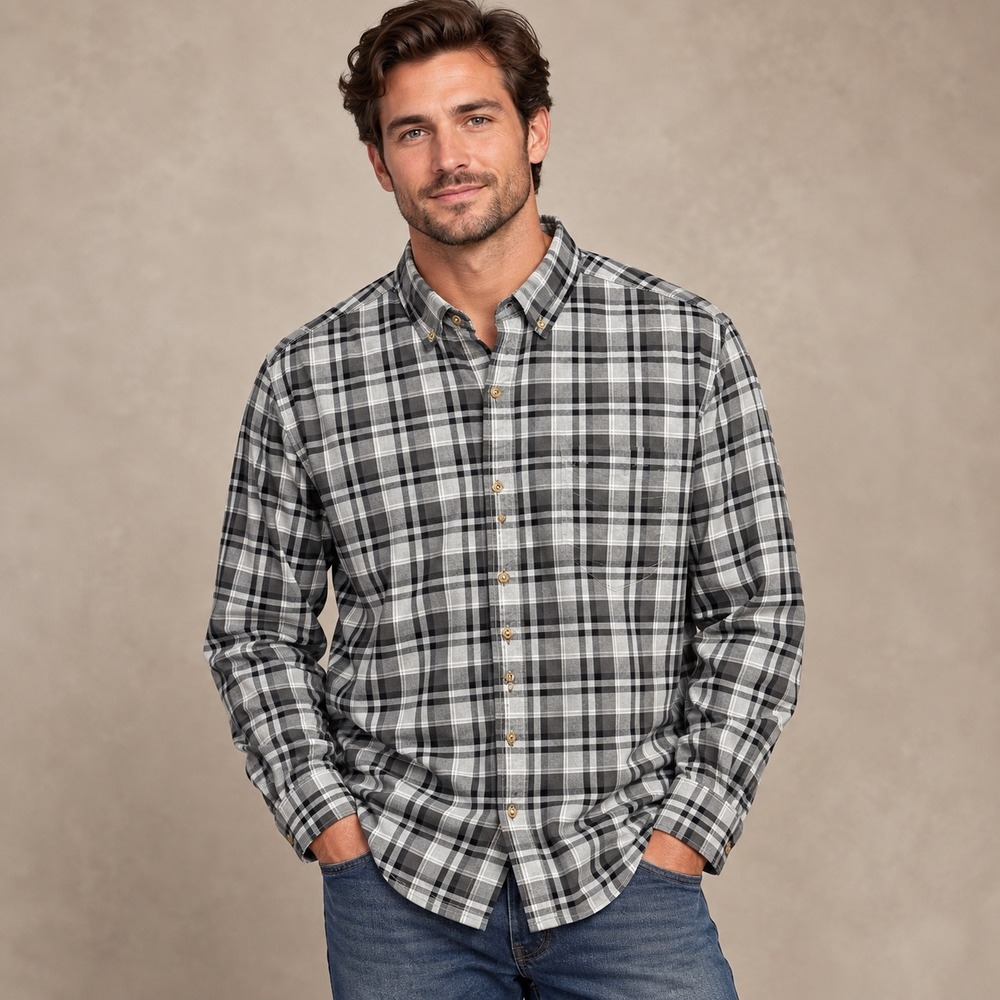 Life After Denim Plaid Shirt Mens XXL Grey Long Sleeve Cotton